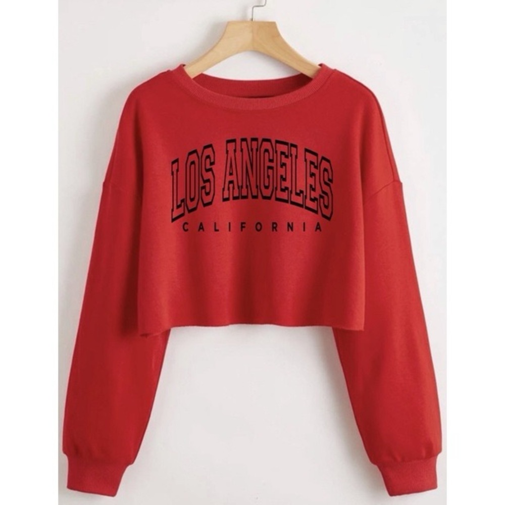 SHEIN Red Los Angeles Graphic Crop Top